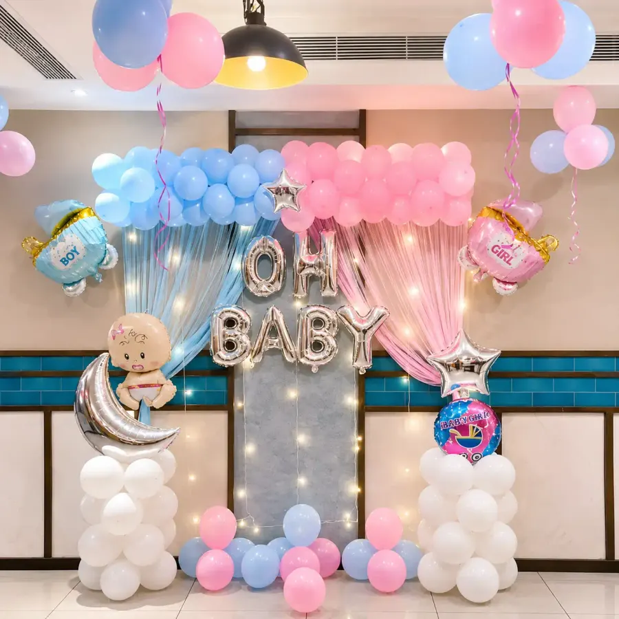 Oh Baby Balloon Decoration — decoration setup in Pune