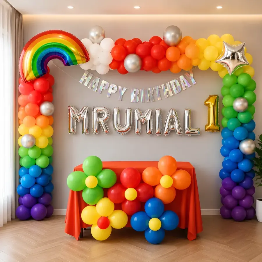 Rainbow Theme Decoration — decoration setup in Pune