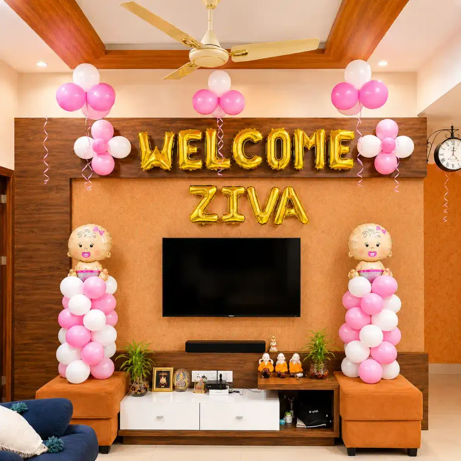 Baby Girl Home Welcome — decoration setup in Pune