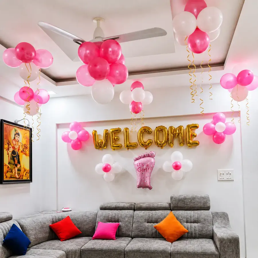 Welcome Baby Girl Decor — decoration setup in Pune