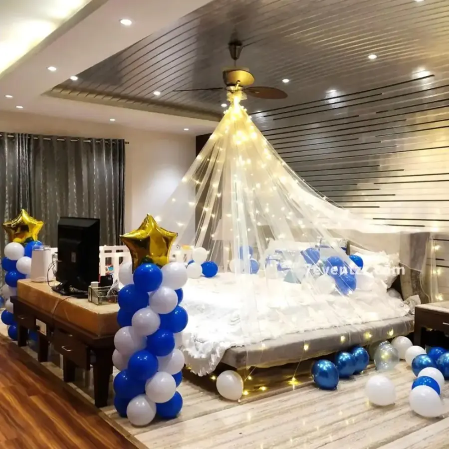 Anniversary Bed Canopy Setup — decoration setup in Pune