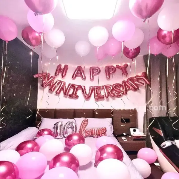 Pink White Theme Decoration — decoration setup in Pune