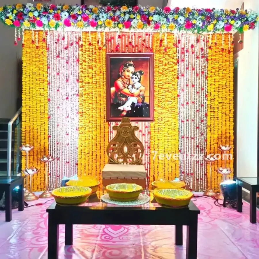 Valaikappu Flower Decoration — decoration setup in Pune