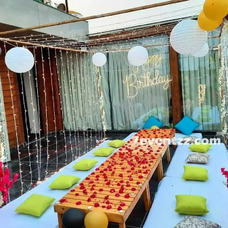 Terrace Sitting for Birthday — decoration setup in Pune