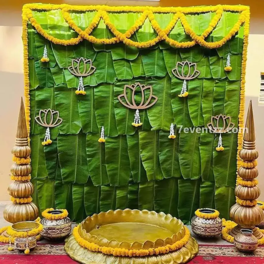 Lotus Haldi Themed Decor — decoration setup in Pune