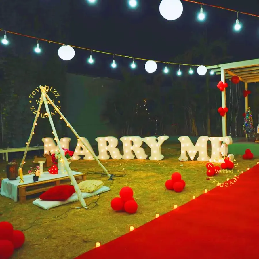 Garden Marry Me Proposal — decoration setup in Pune