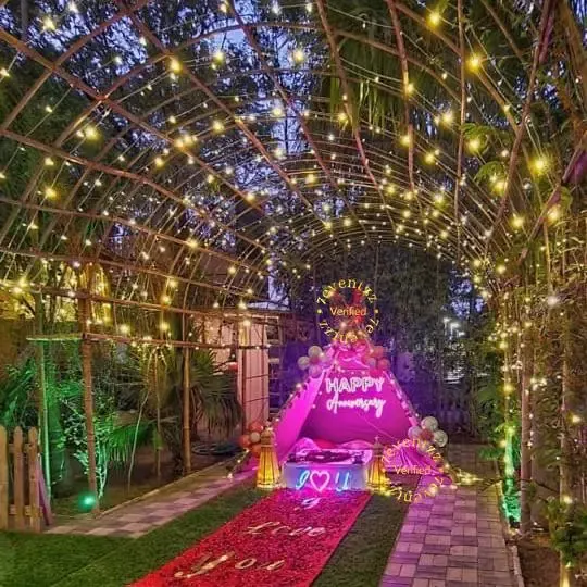 Candle Light Dinner in Garden of Love — decoration setup in Pune