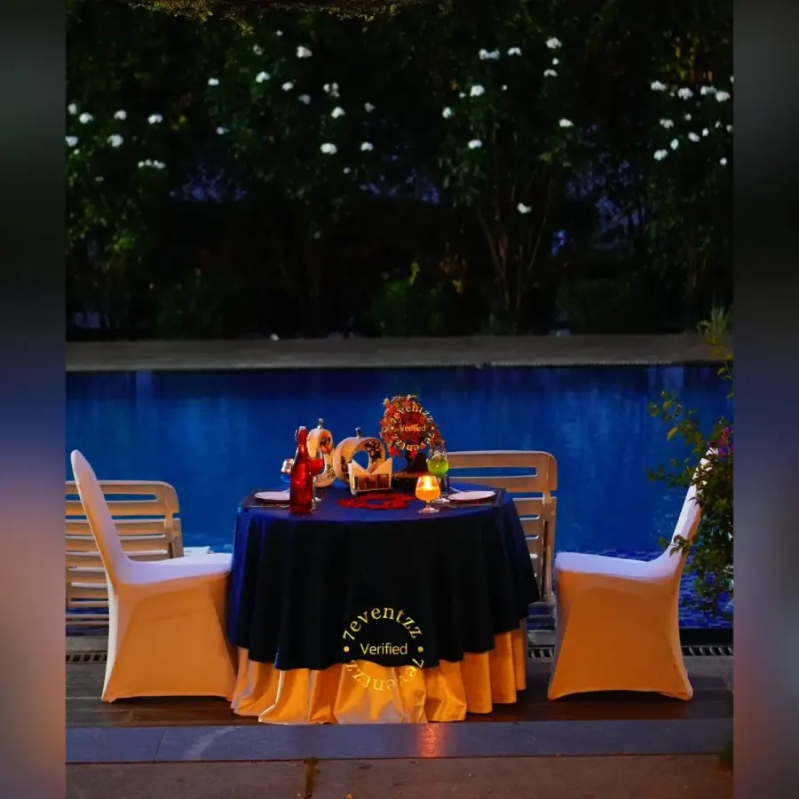Enchanted Poolside Dinner — decoration setup in Pune