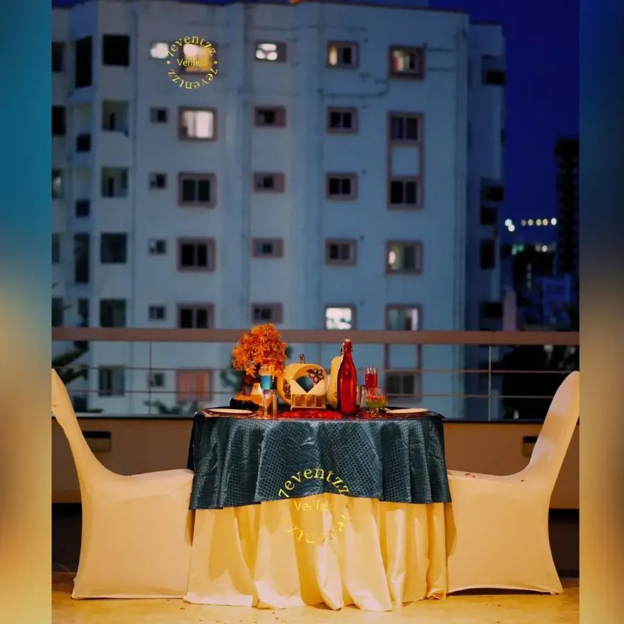 Open Terrace Candle Light Dinner Setup — decoration setup in Pune