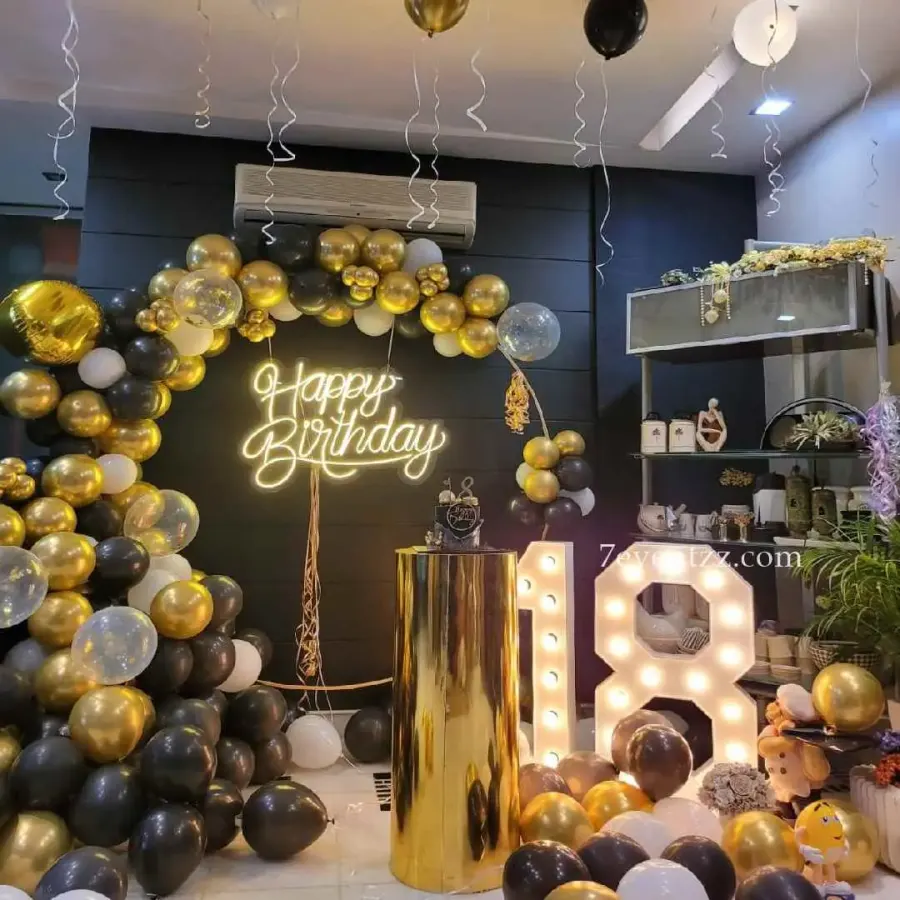 Golden Chrome Decoration — decoration setup in Pune