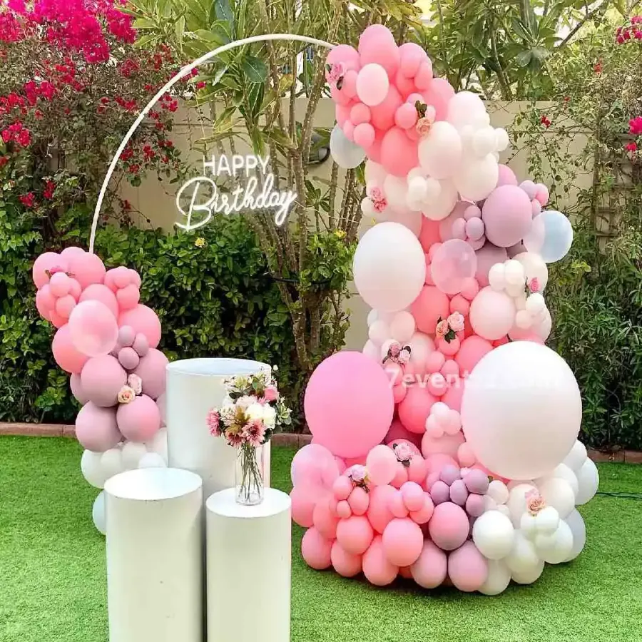 Pink and White Theme Decoration — decoration setup in Pune