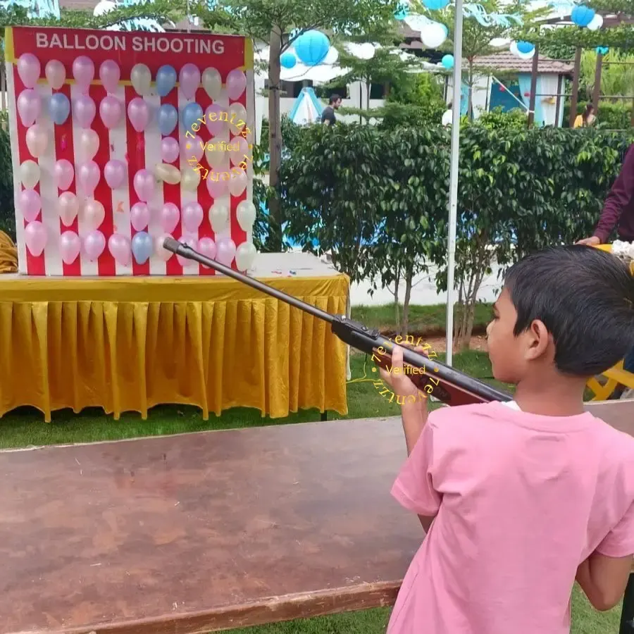 Balloon Shooting Game for Birthday in Delhi — decoration setup in Pune