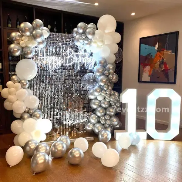 Silver Sequins Decoration — decoration setup in Pune