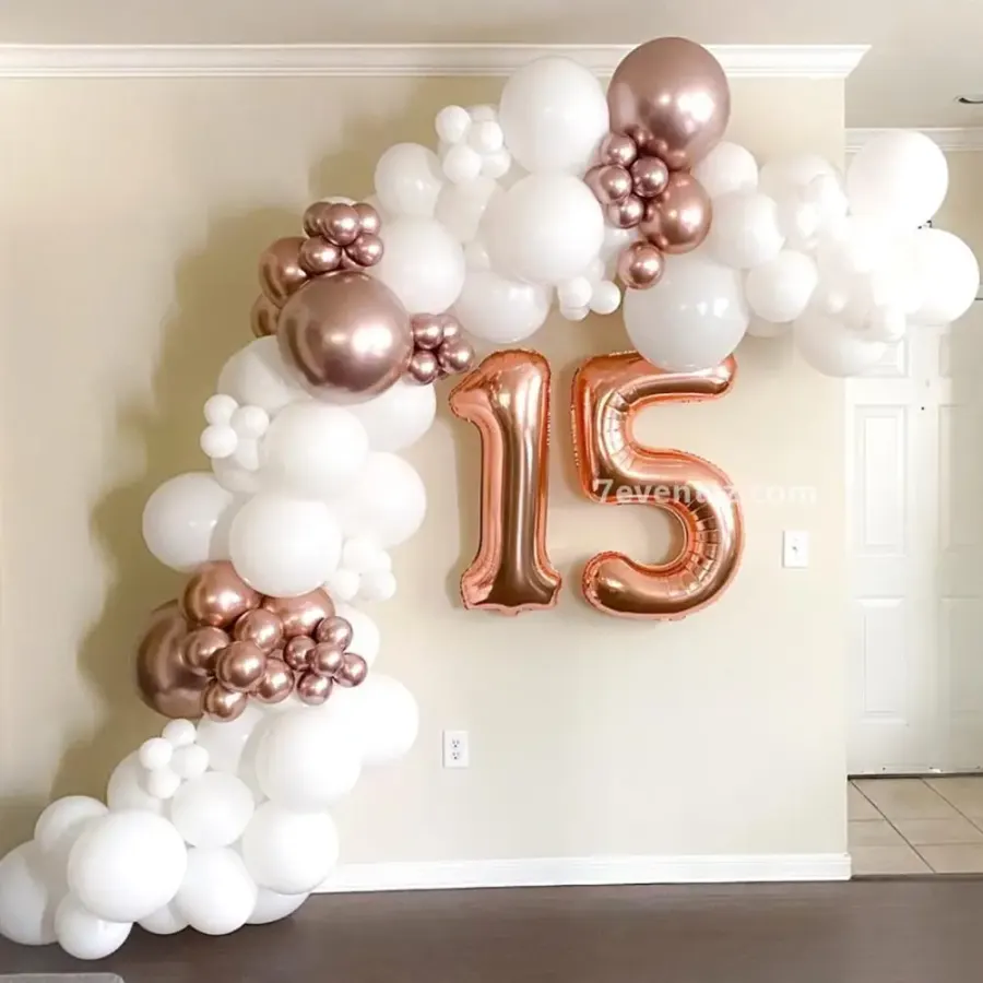 White Rose Gold Arch — decoration setup in Pune