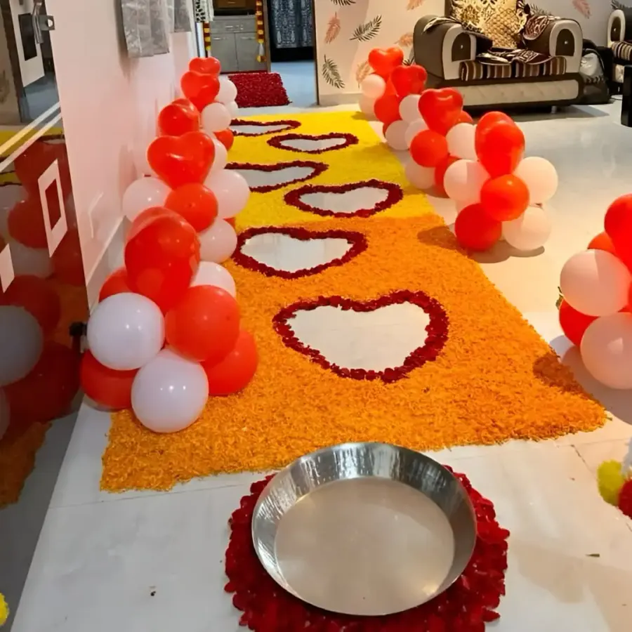 Royal Wedding Bridal Entry with Floral Pathway — decoration setup in Pune