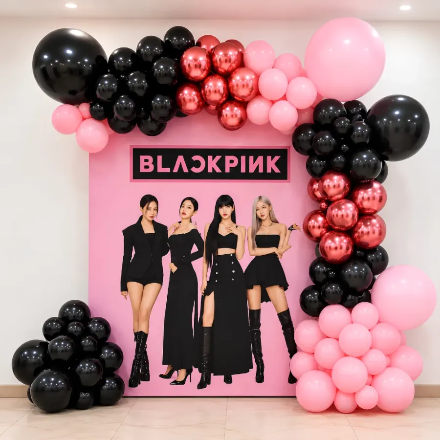 BLACKPINK Theme Birthday Balloon Decoration — decoration setup in Pune