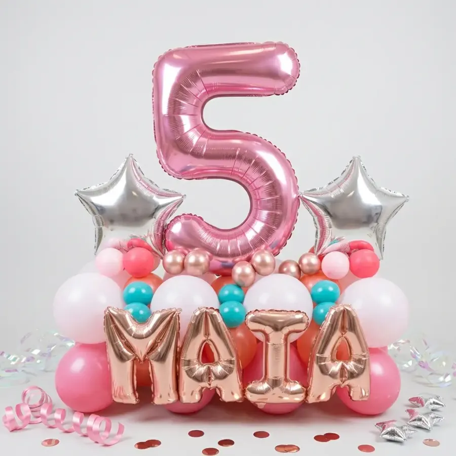 Pink White Balloon Bouquet — photo 2