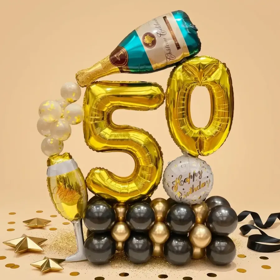 50th Birthday Balloon Bouquet — decoration setup in Pune