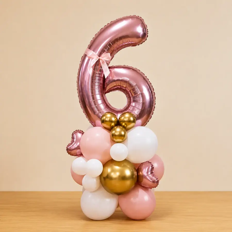Happy 6th Birthday Balloon Pillar — decoration setup in Pune