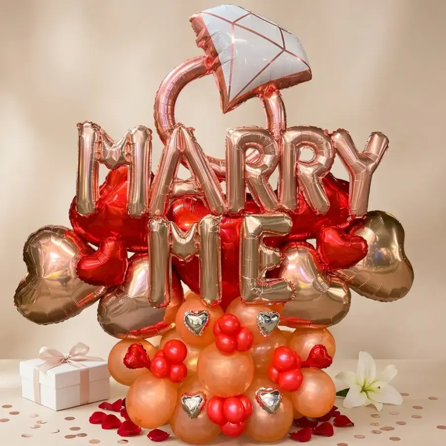 Marry Me Balloon Bouquet — decoration setup in Pune