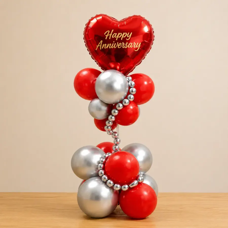 Romantic Anniversary Balloon Arrangement — decoration setup in Pune