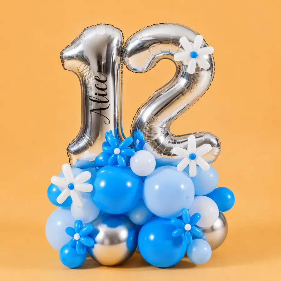 Blue Birthday Balloon Bouquet — decoration setup in Pune