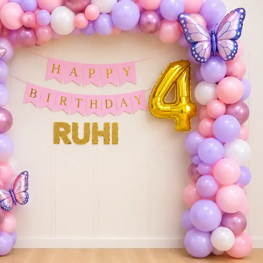 Butterfly Birthday Balloon Decoration at Home — photo 2