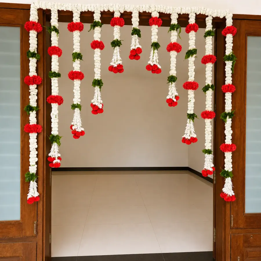 Grand Housewarming Floral Decoration — decoration setup in Pune