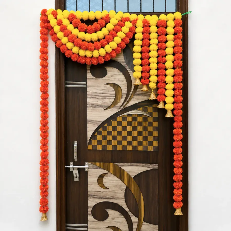Marigold Flower Gate Decoration — decoration setup in Pune
