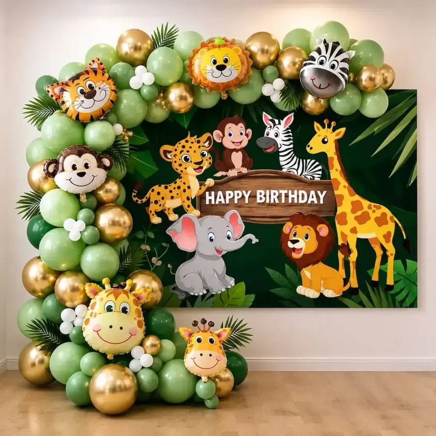 Jungle Theme Birthday Balloon Decoration — decoration setup in Pune