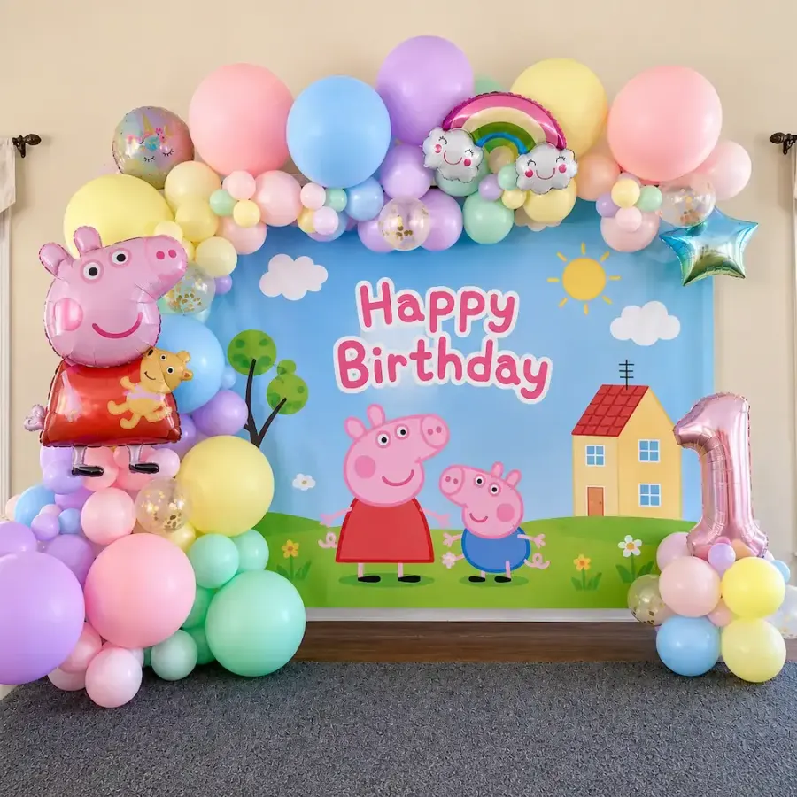 Peppa Pig Theme Birthday Decoration — decoration setup in Pune