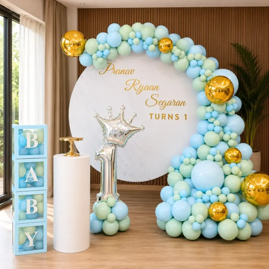 1st Birthday Balloon Decor — decoration setup in Pune