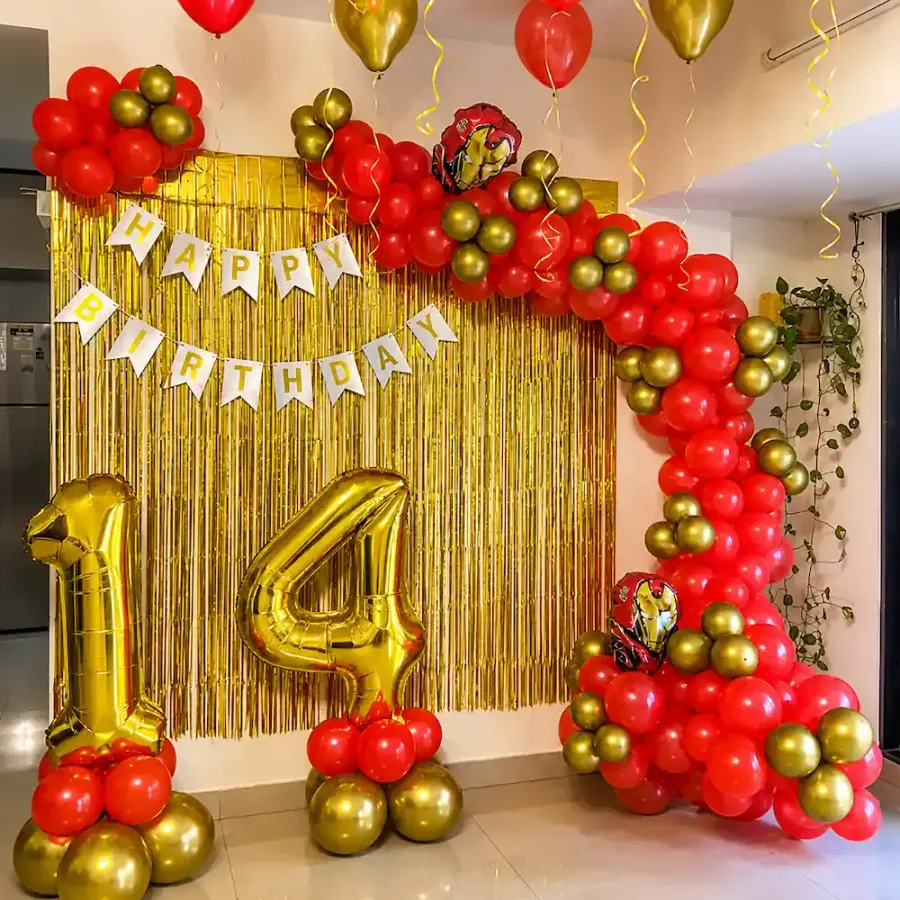 Red Golden Theme — decoration setup in Pune