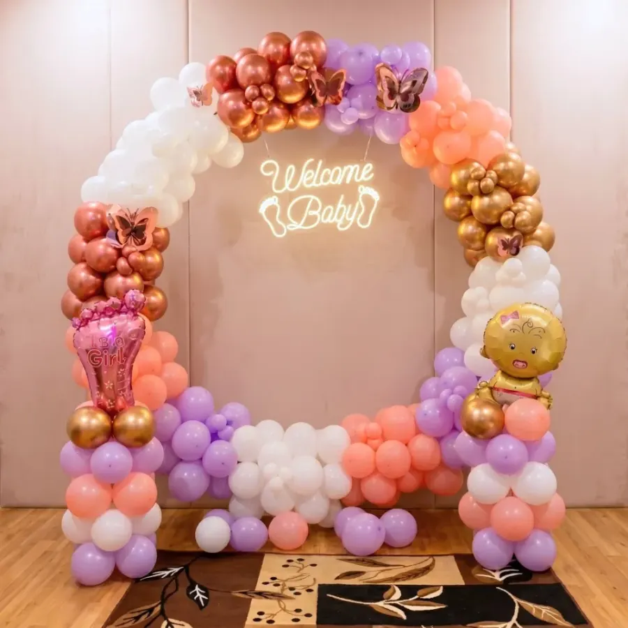 Welcome Baby Balloon Ring Deoration — decoration setup in Pune