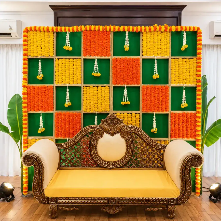 Baby Shower Flower Backdrop — decoration setup in Pune