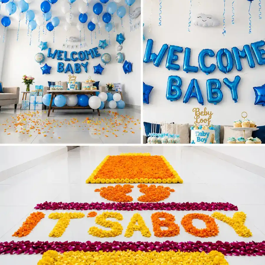 Balloon Decoration for Newborn Welcome — decoration setup in Pune
