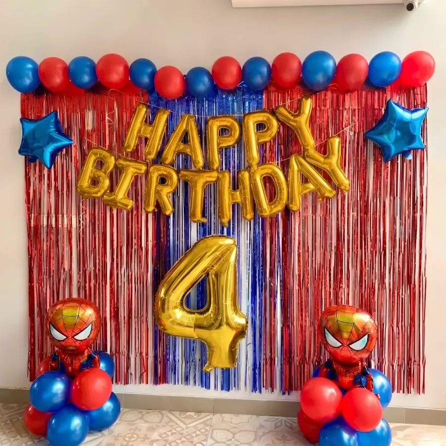 Simple Spiderman Theme Birthday Decoration — decoration setup in Pune