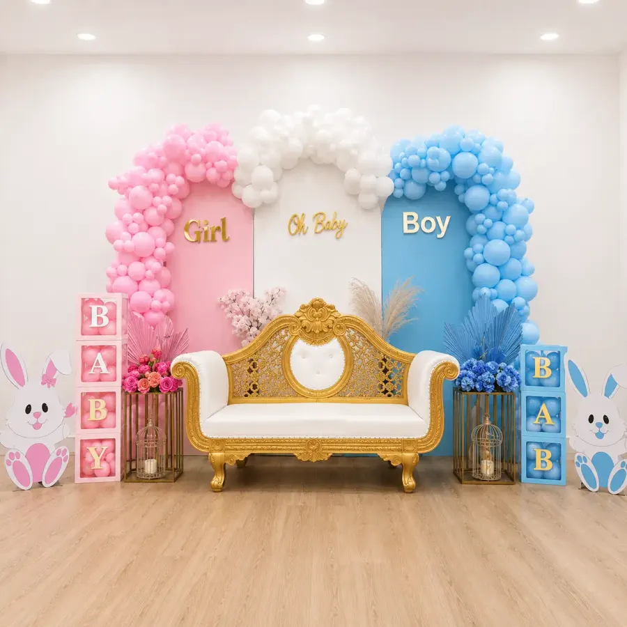Customized Baby Shower Stage Decoration — decoration setup in Pune