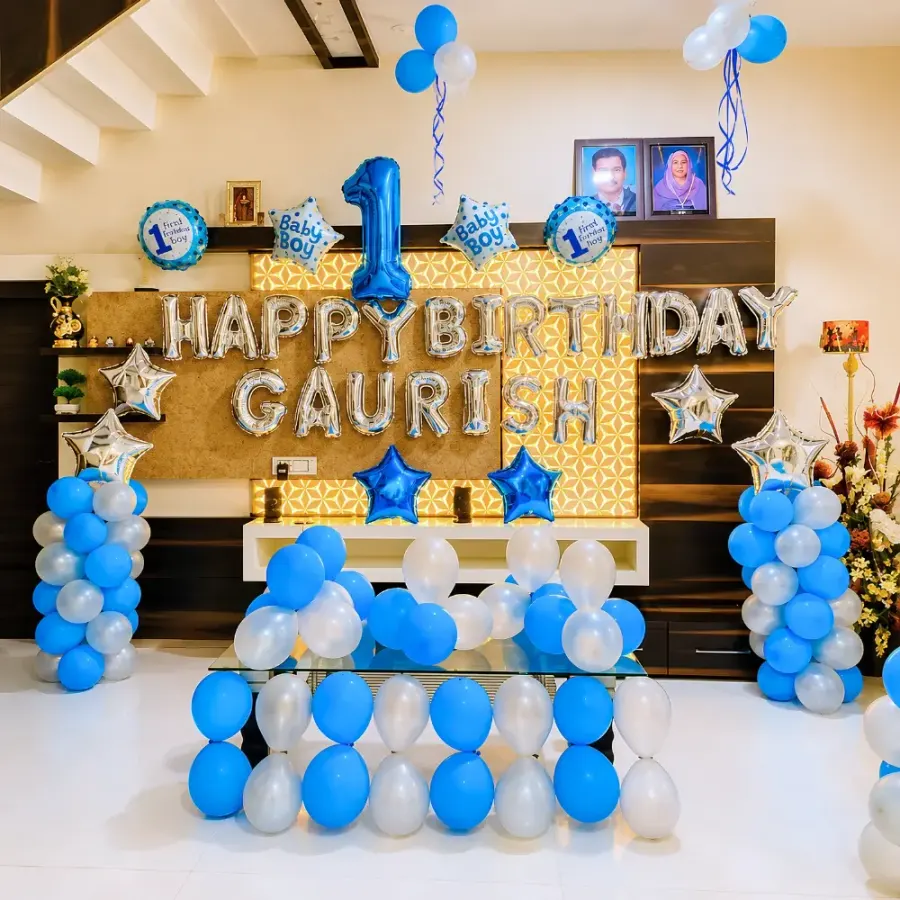 1st Birthday Decoration at Home — decoration setup in Pune