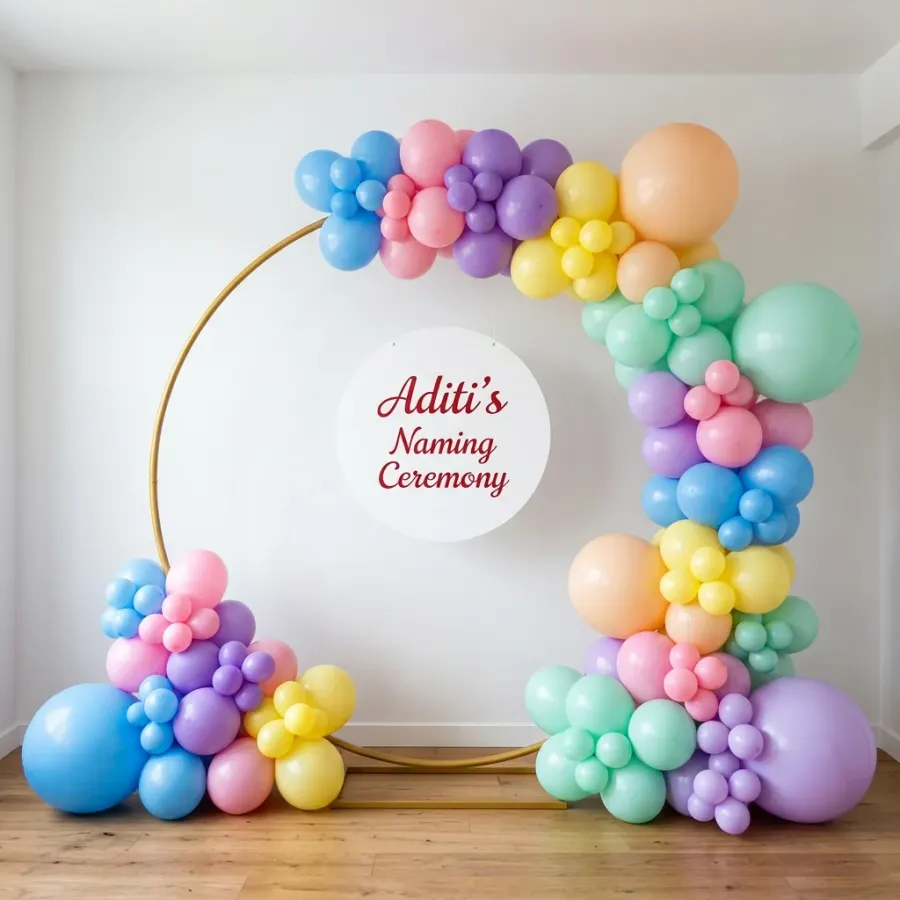 Baby Naming Backdrop Decoration — decoration setup in Pune
