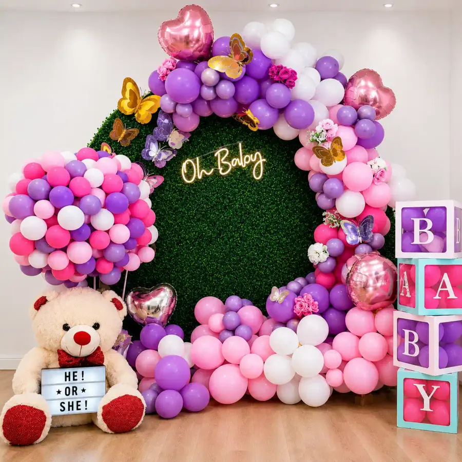 Baby Shower Neon Theme — decoration setup in Pune