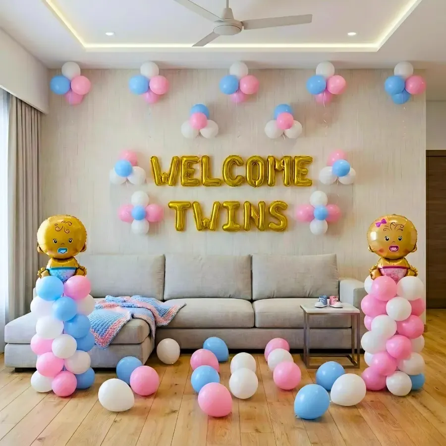 Welcome Twin Balloon Decoration — decoration setup in Pune