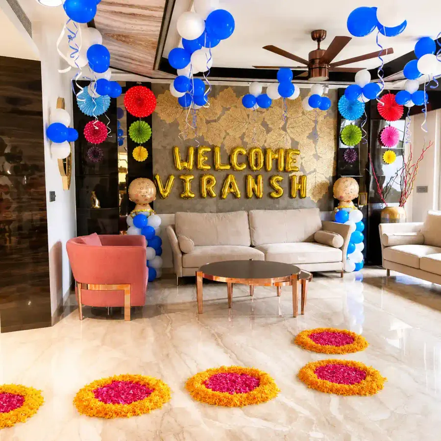 New Born Baby Boy Decoration — decoration setup in Pune