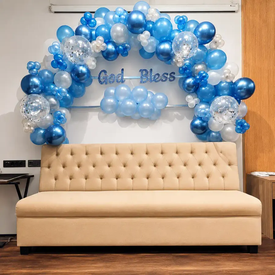 God Bless Balloon Arch — decoration setup in Pune