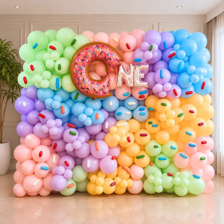 Donut Theme Balloon Wall — decoration setup in Pune