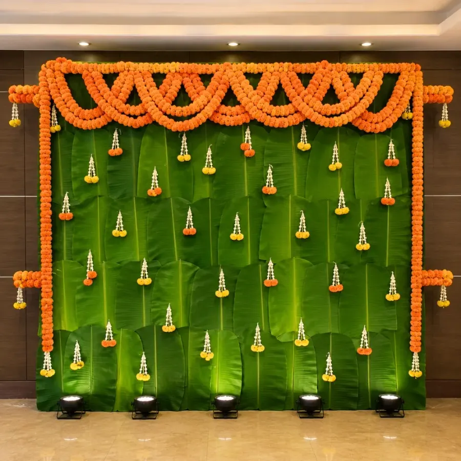 Green Leaves Backdrop Decoration — decoration setup in Pune