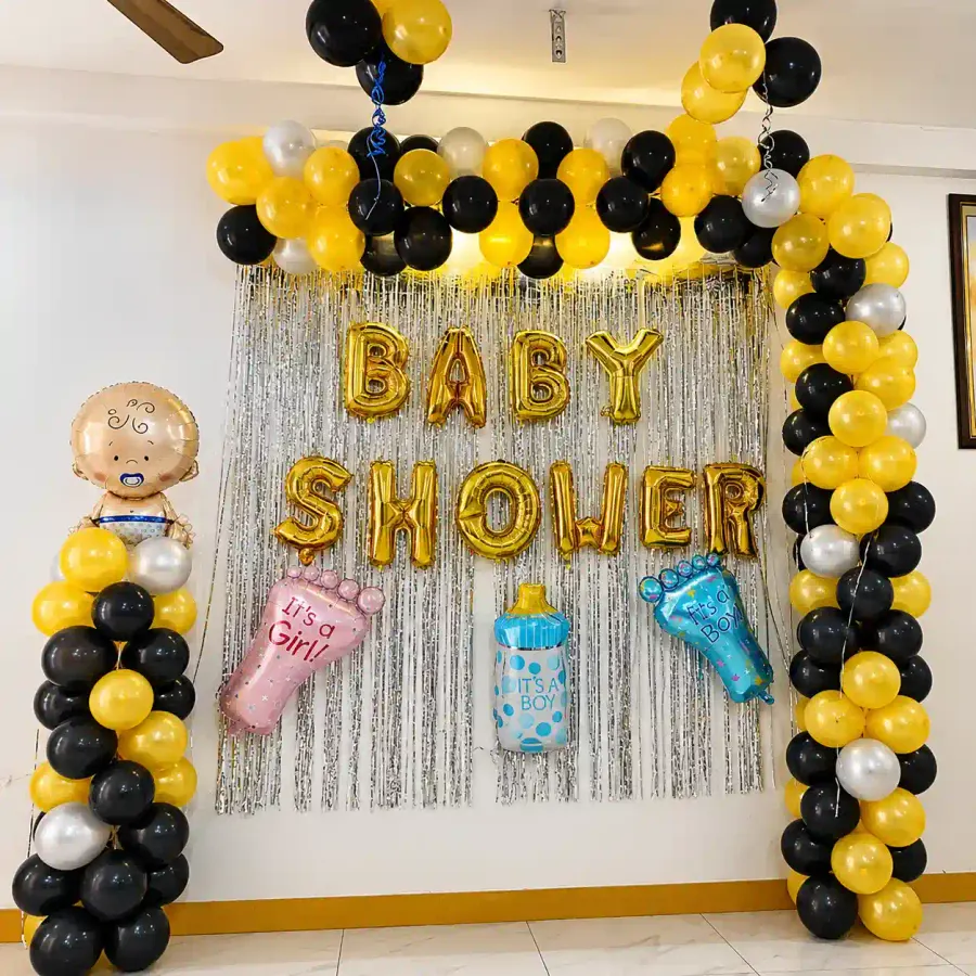 Golden Baby Shower Theme — decoration setup in Pune