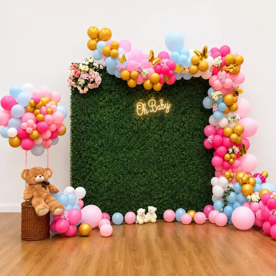 Oh Baby Green Backdrop Setup — decoration setup in Pune