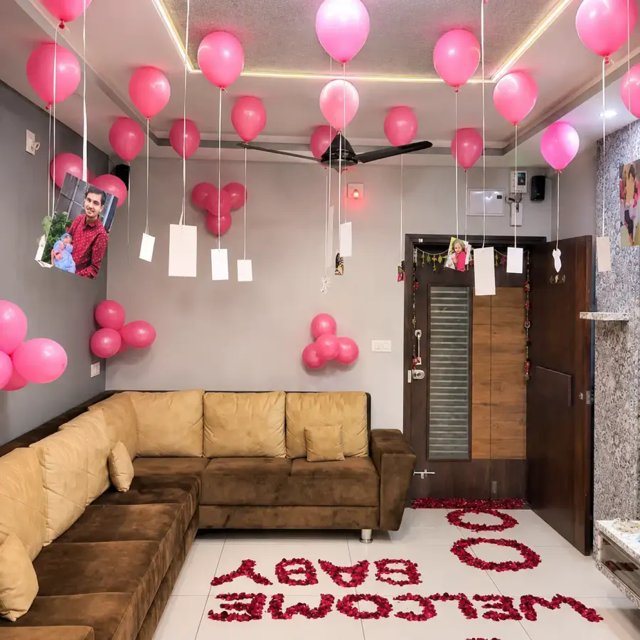 Home Welcome Baby Girl Decoration — decoration setup in Pune