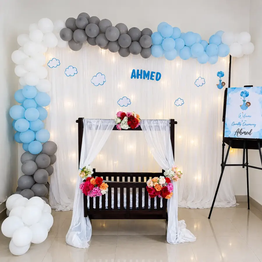 Cradle Ceremony Home Decoration — decoration setup in Pune